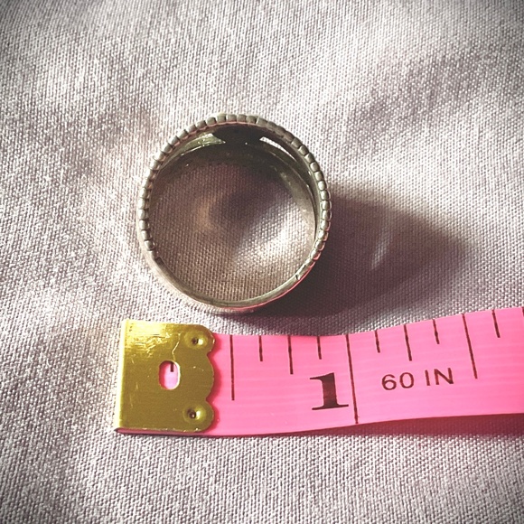 New Handcrafted Sterling Silver Ring Double Cigar Band Gold Center Heart Size 7 - Picture 11 of 11